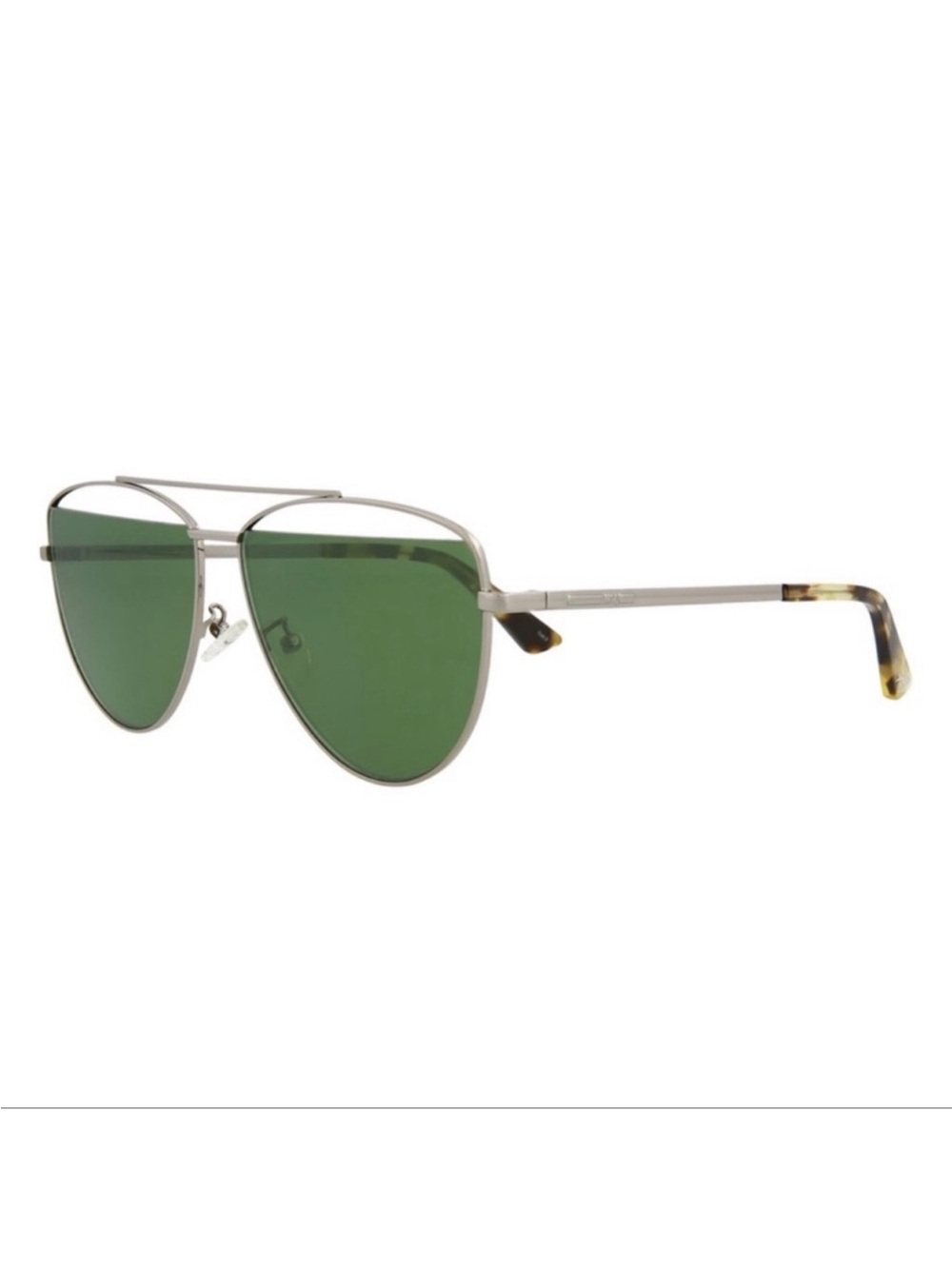 McQ Alexander McQueen Ruthenium & Green Core Aviator Sunglasses UV 61mm Lens